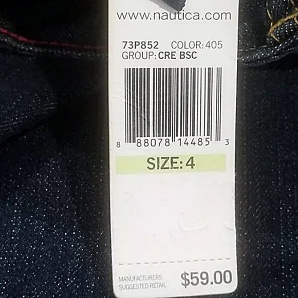 Nwt Nautica Dark Wash Denim Cropped Pants Cuffed Capris Jeans Size 4 Mid-Rise - Picture 2 of 14